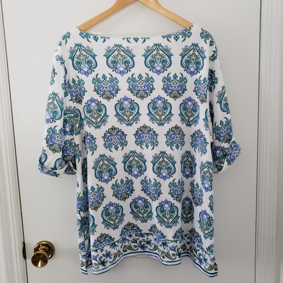 Karen Scott || Boatneck Olive Sprig Top - Picture 2 of 6